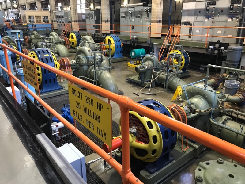 Rows of water pumps.