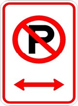 Street sign noting no parking zone