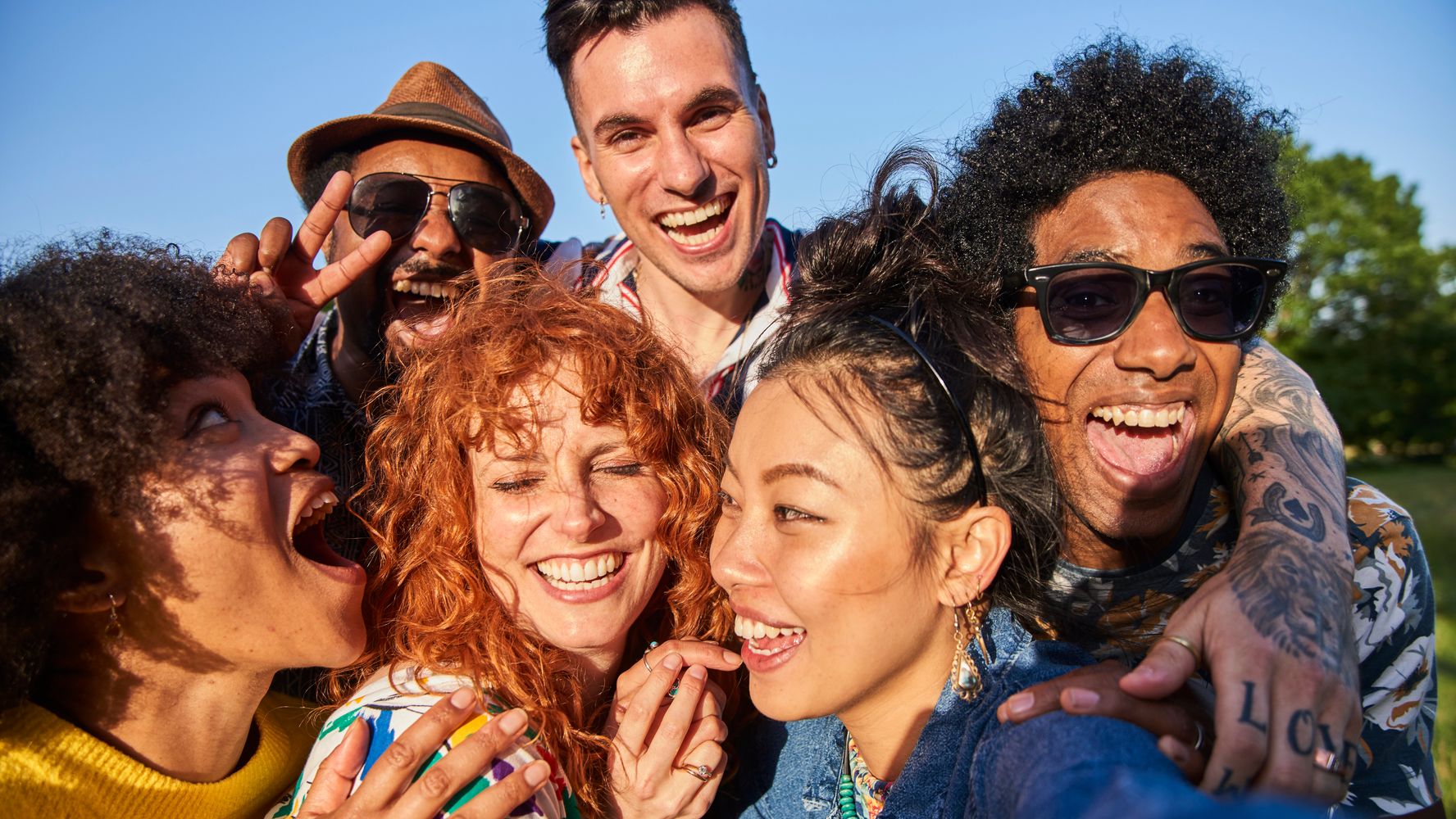 Diverse group of happy friends.