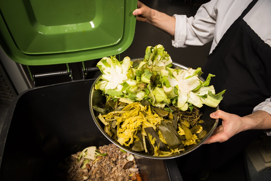 Person composting food