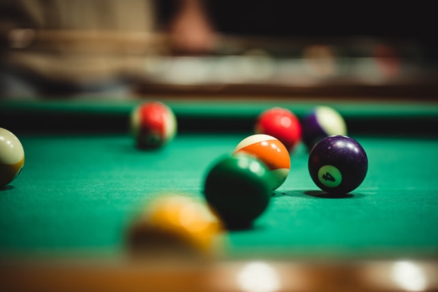 Pool table with balls