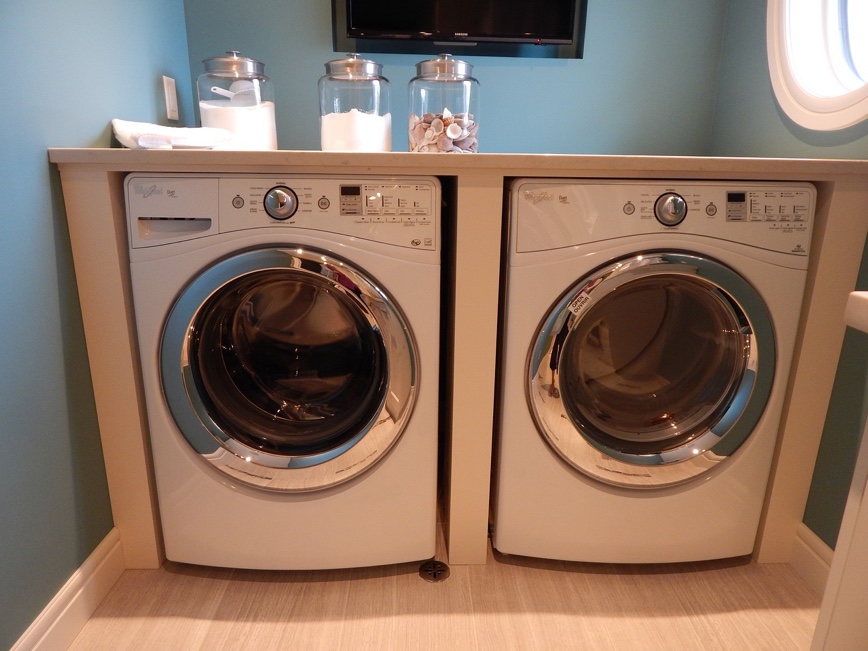 A side-by-side washer and dryer